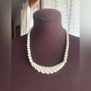 Celluloid MCM Carved Bone Look Necklace